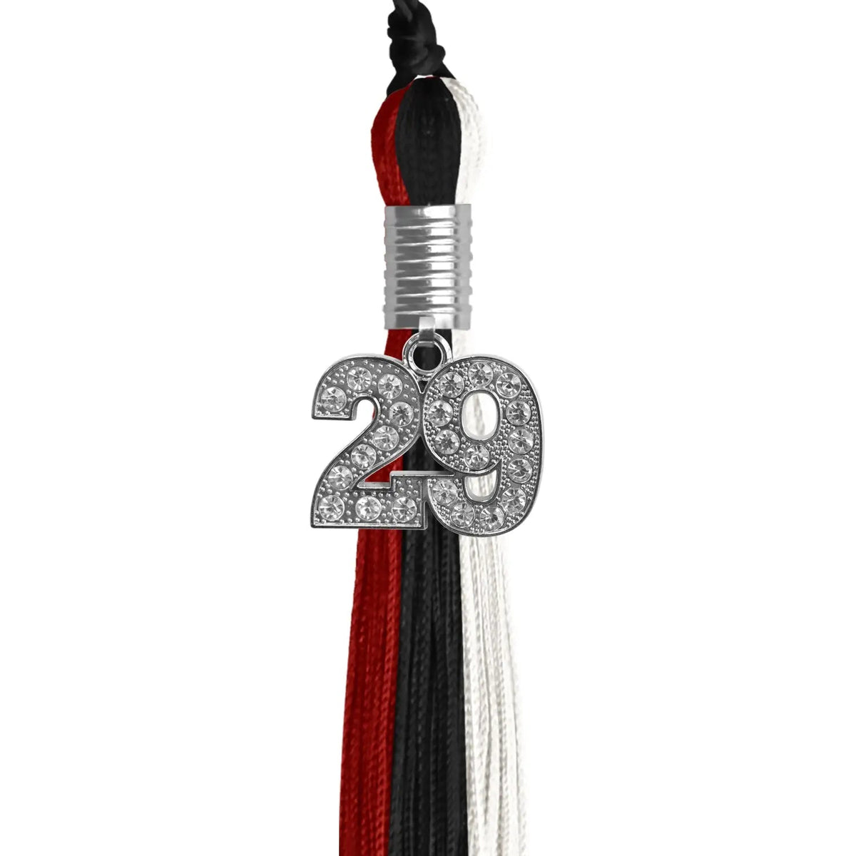 Black/Red/White Graduation Tassel with Silver Bling Charm - Endea Graduation