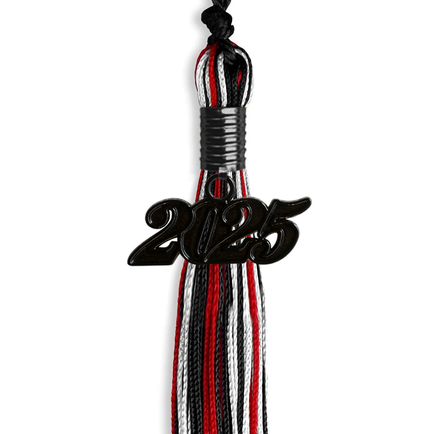 Black/Red/White Mixed Color Graduation Tassel with Black Date Drop - Endea Graduation