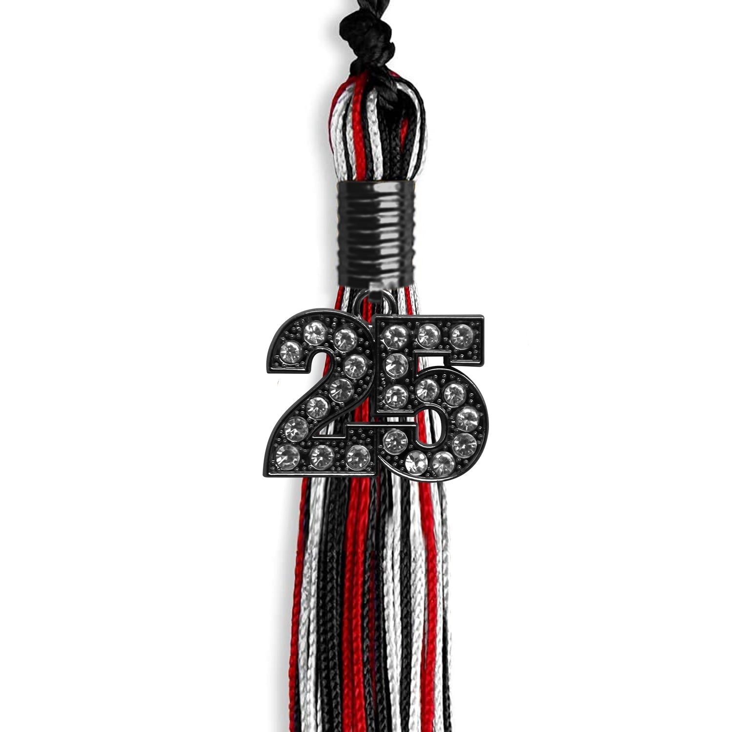 Black/Red/White Mixed Color Graduation Tassel with Black Date Drop - Endea Graduation