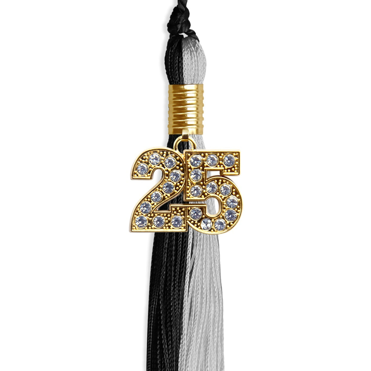 Black/Silver Graduation Tassel with Gold Bling Charm - Endea Graduation