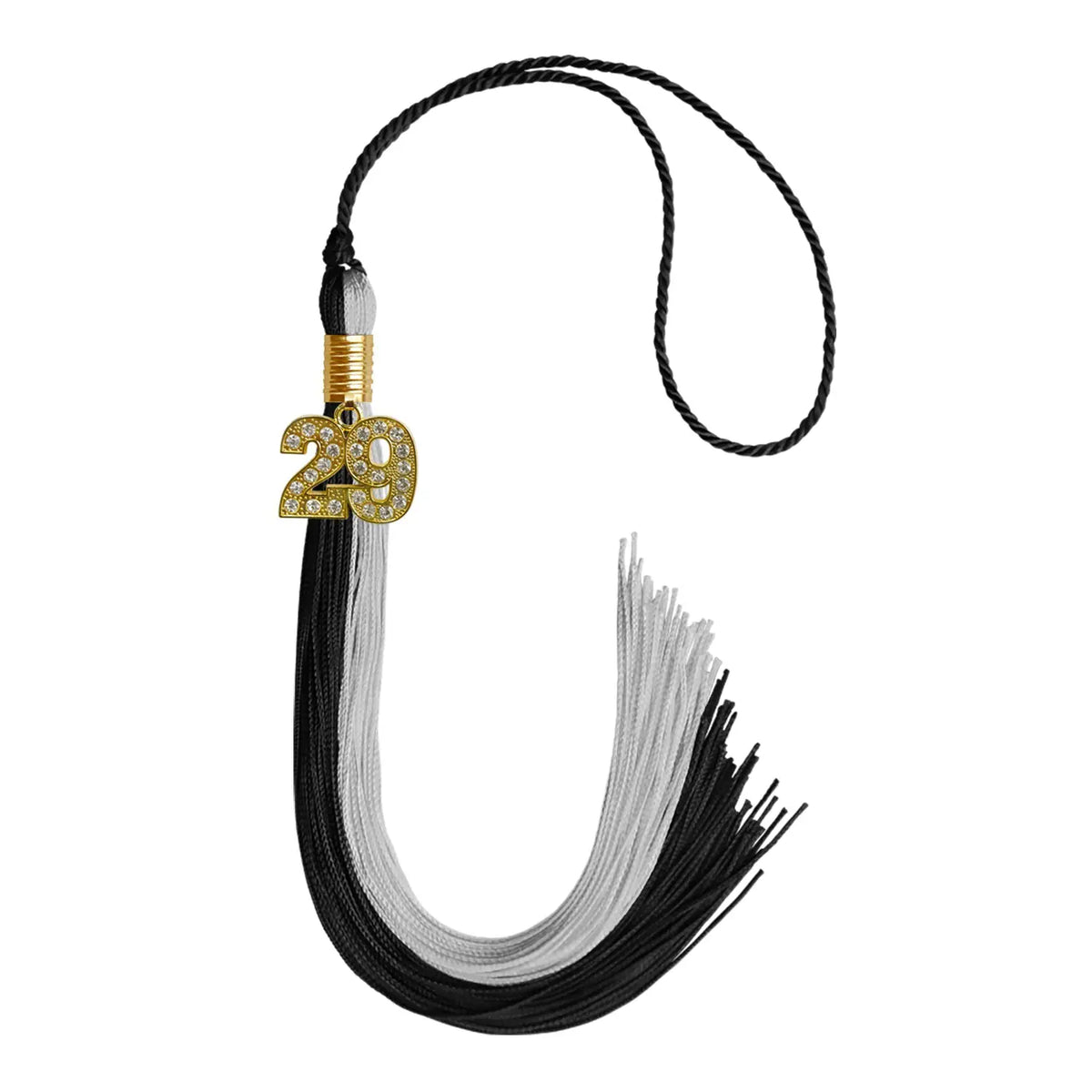 Black/Silver Graduation Tassel with Gold Bling Charm - Endea Graduation