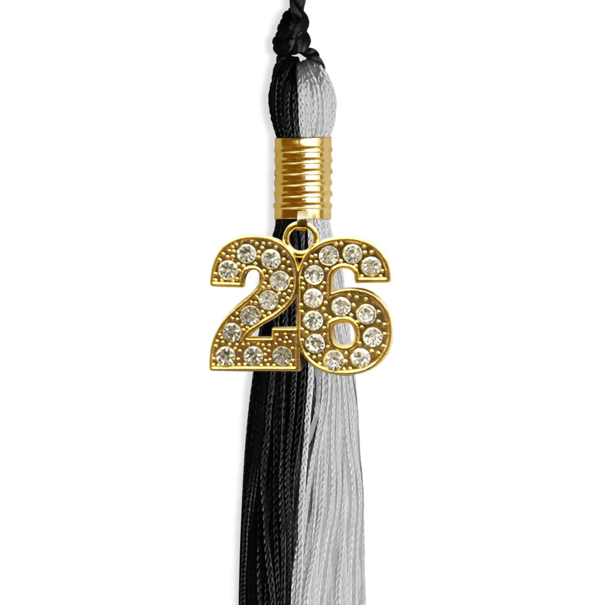 Black/Silver Graduation Tassel with Gold Bling Charm - Endea Graduation