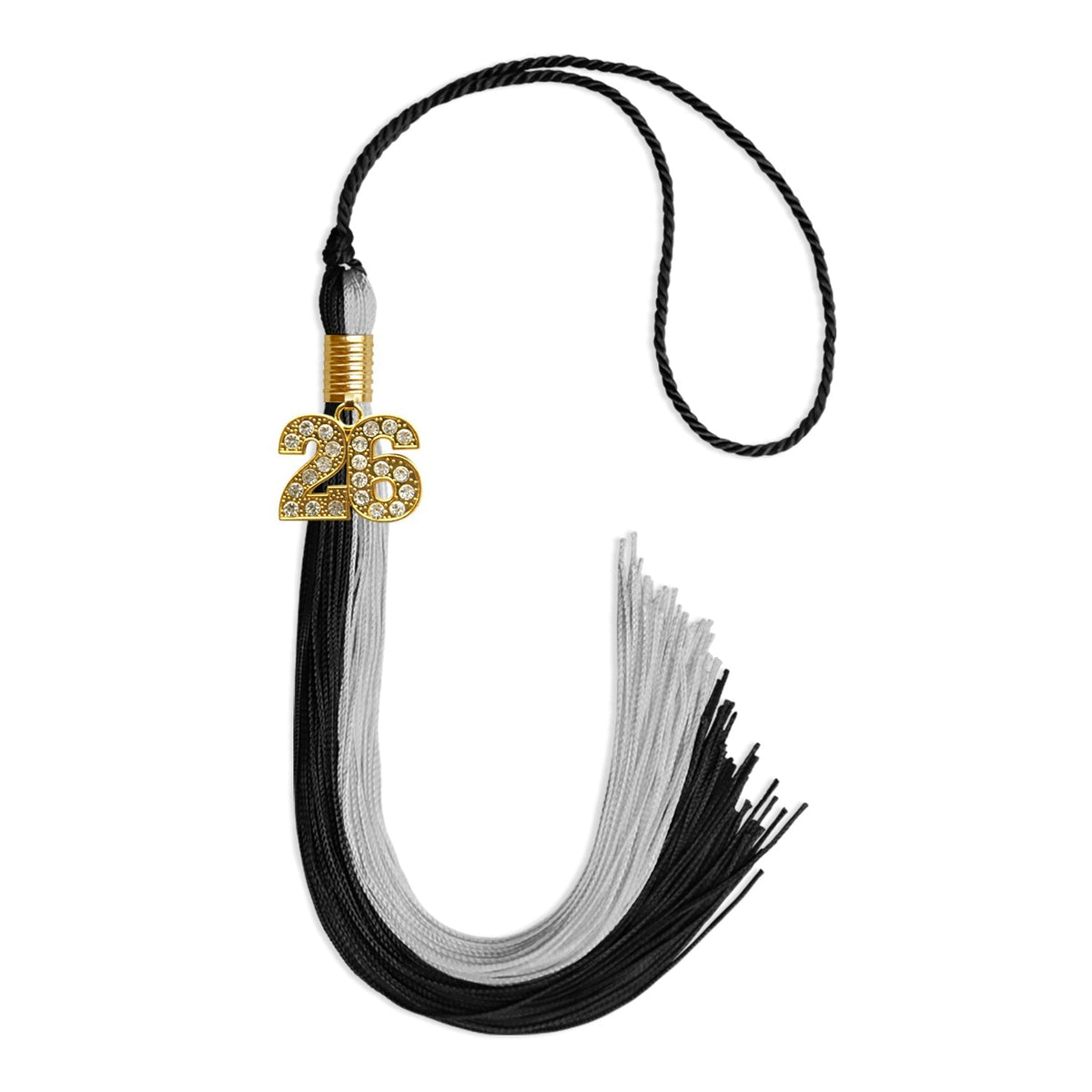 Black/Silver Graduation Tassel with Gold Bling Charm - Endea Graduation