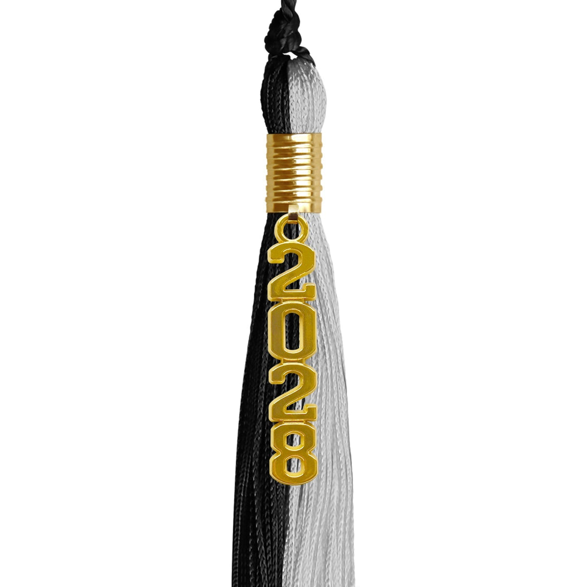 Black/Silver Graduation Tassel with Gold Stacked Date Drop - Endea Graduation