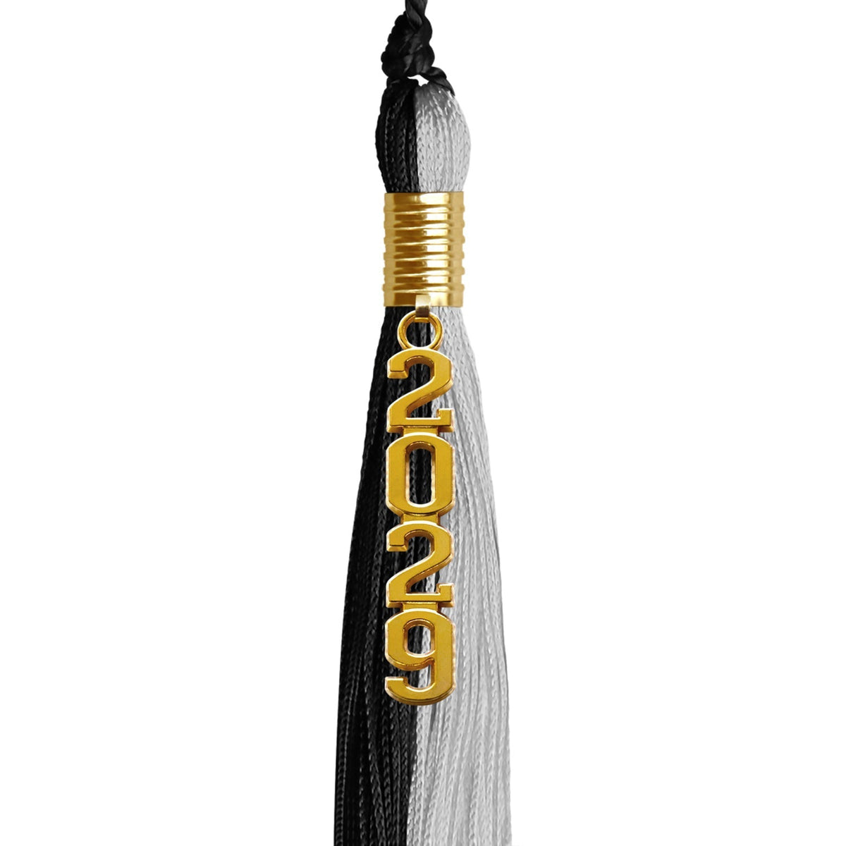 Black/Silver Graduation Tassel with Gold Stacked Date Drop - Endea Graduation