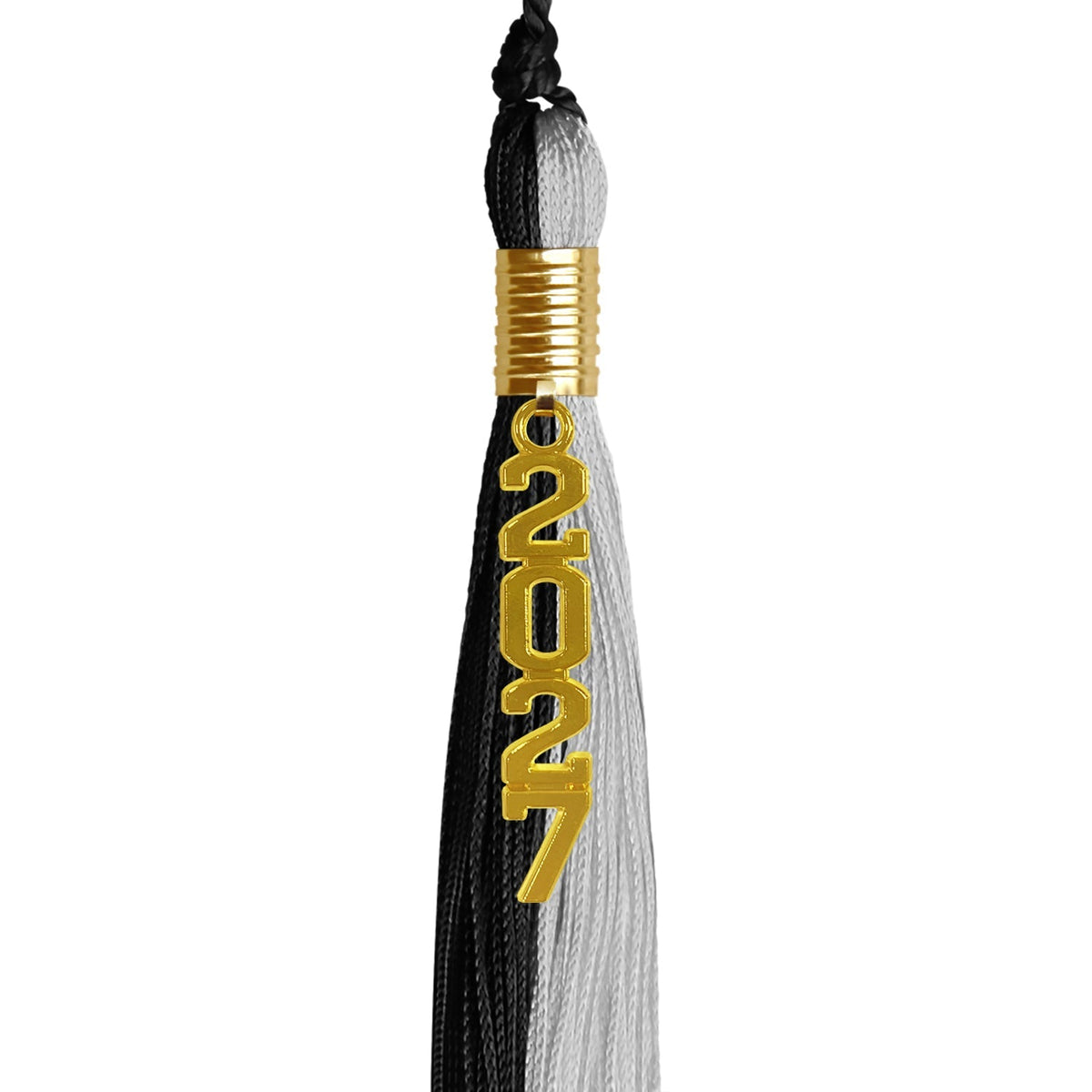 Black/Silver Graduation Tassel with Gold Stacked Date Drop - Endea Graduation