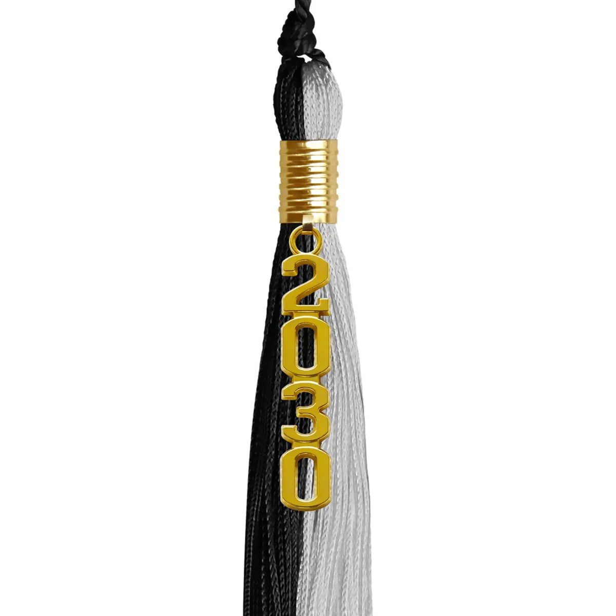 Black/Silver Graduation Tassel with Gold Stacked Date Drop - Endea Graduation