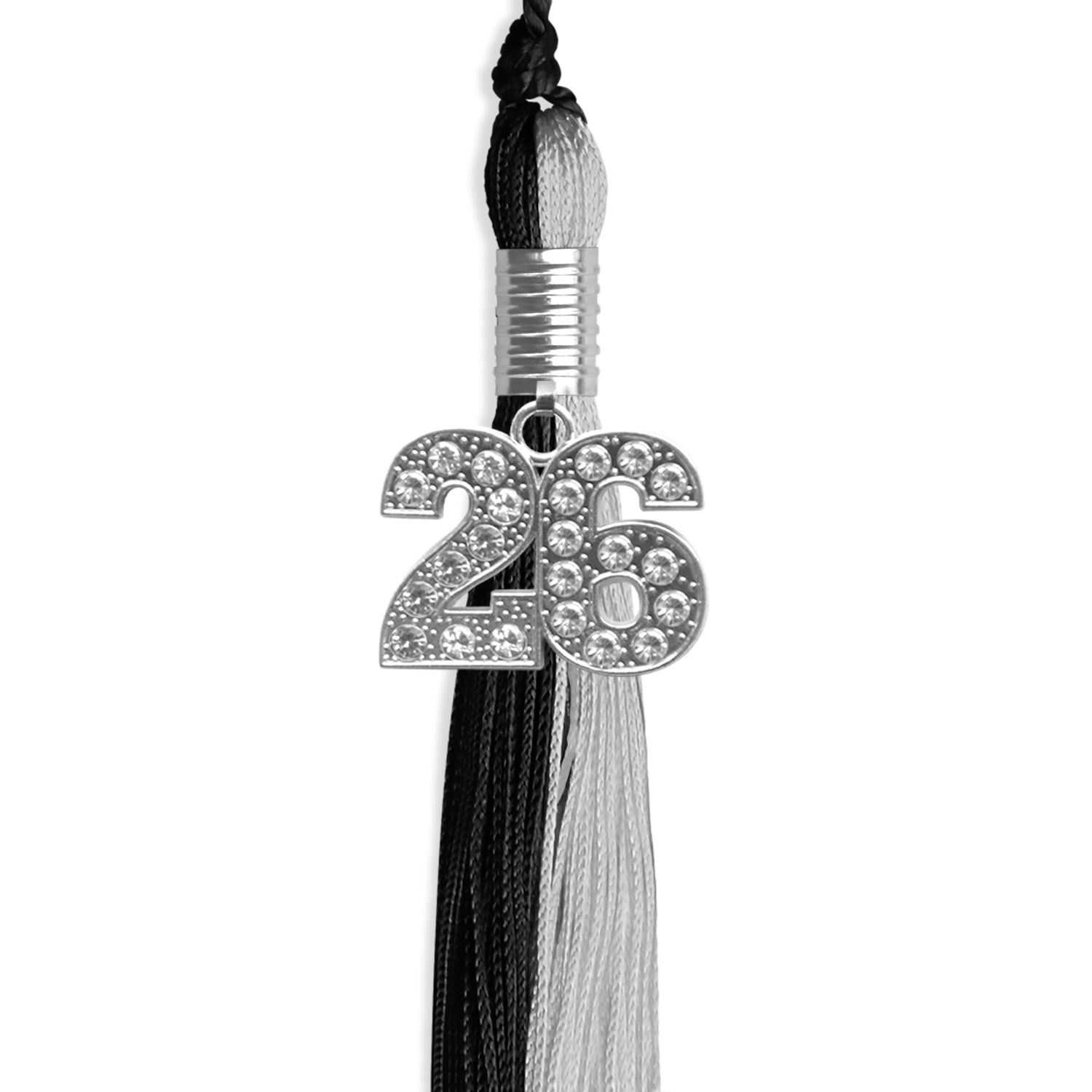 Black/Silver Graduation Tassel with Silver Date Drop - Endea Graduation
