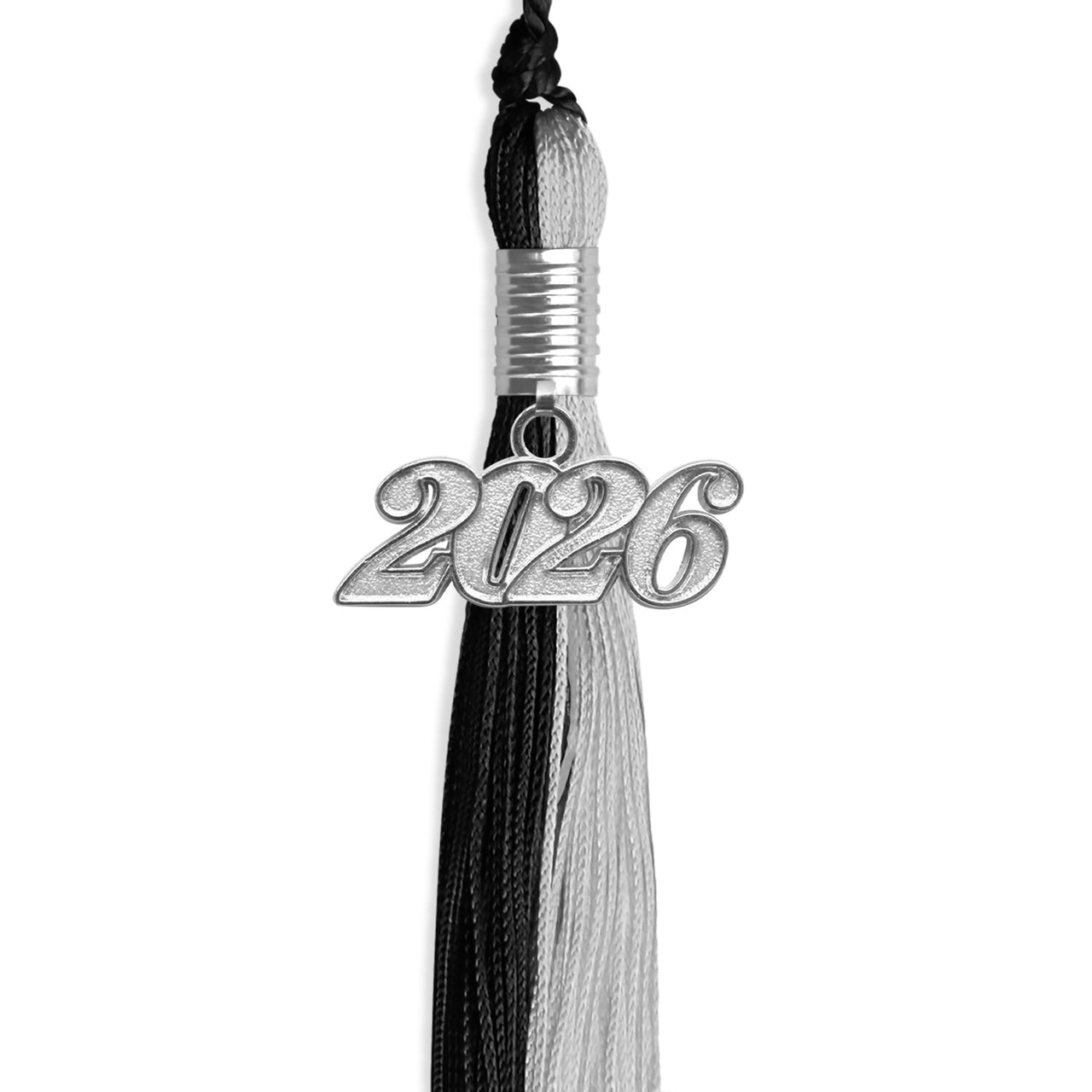 Black/Silver Graduation Tassel with Silver Date Drop - Endea Graduation