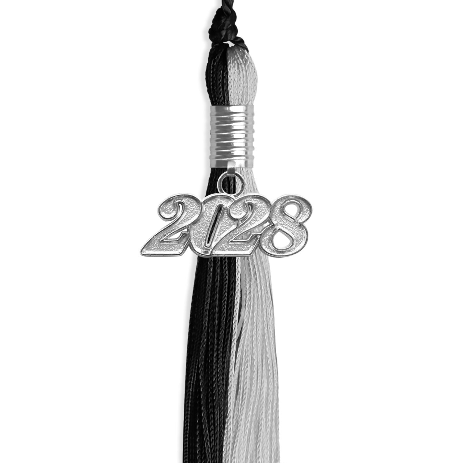 Black/Silver Graduation Tassel with Silver Date Drop - Endea Graduation