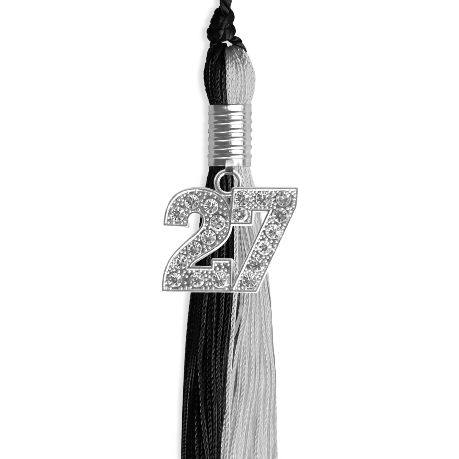 Black/Silver Graduation Tassel with Silver Date Drop - Endea Graduation
