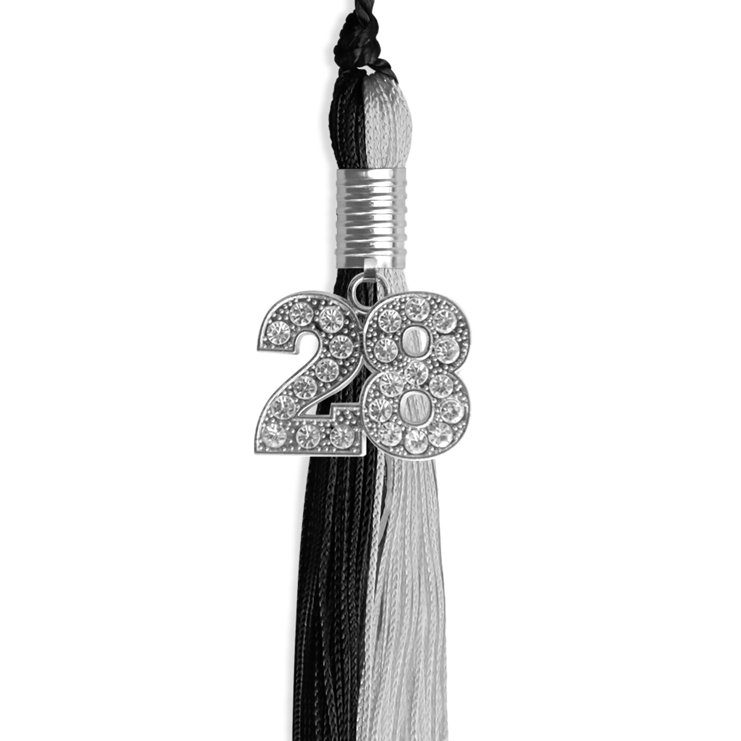 Black/Silver Graduation Tassel with Silver Date Drop - Endea Graduation