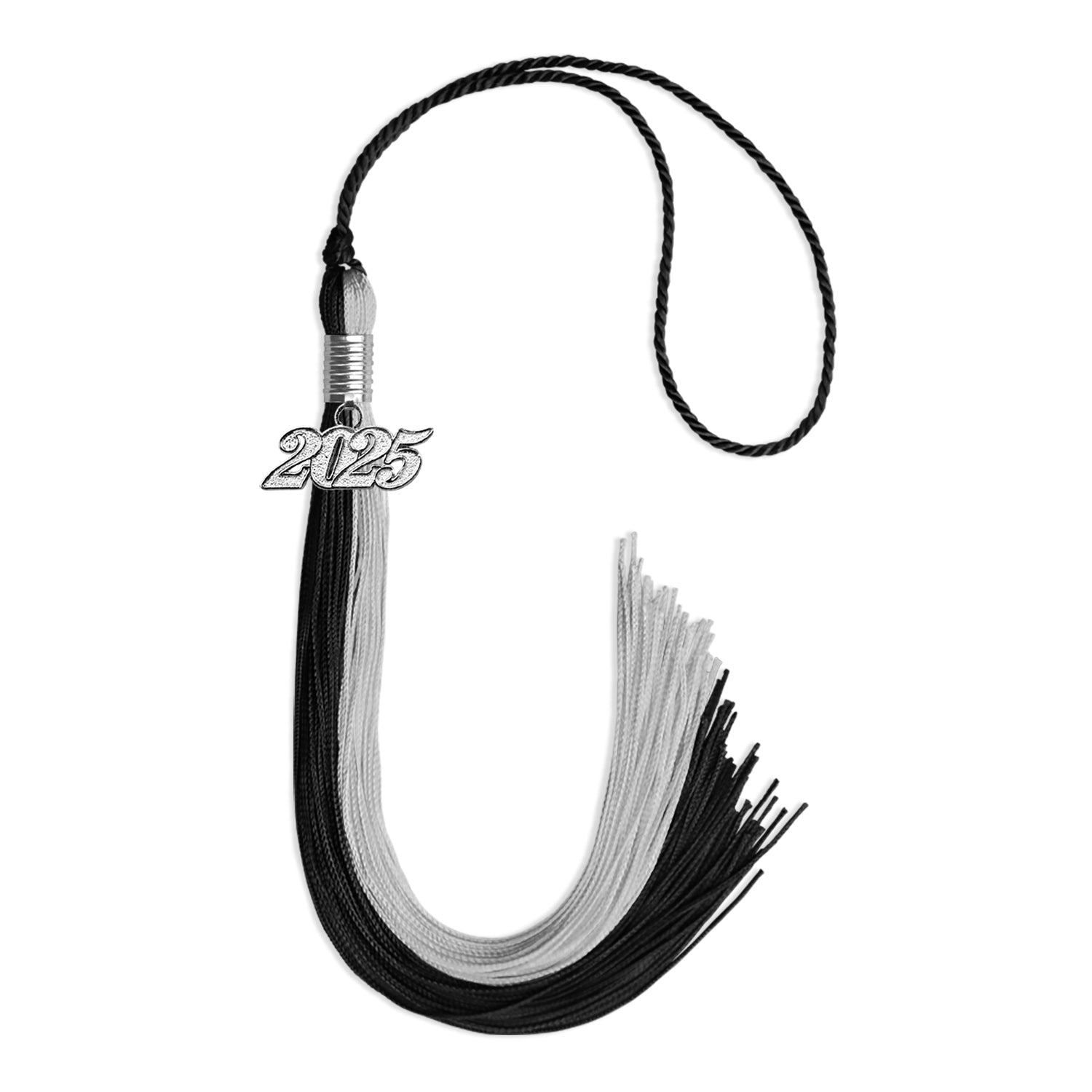 Black/Silver Graduation Tassel with Silver Date Drop - Endea Graduation