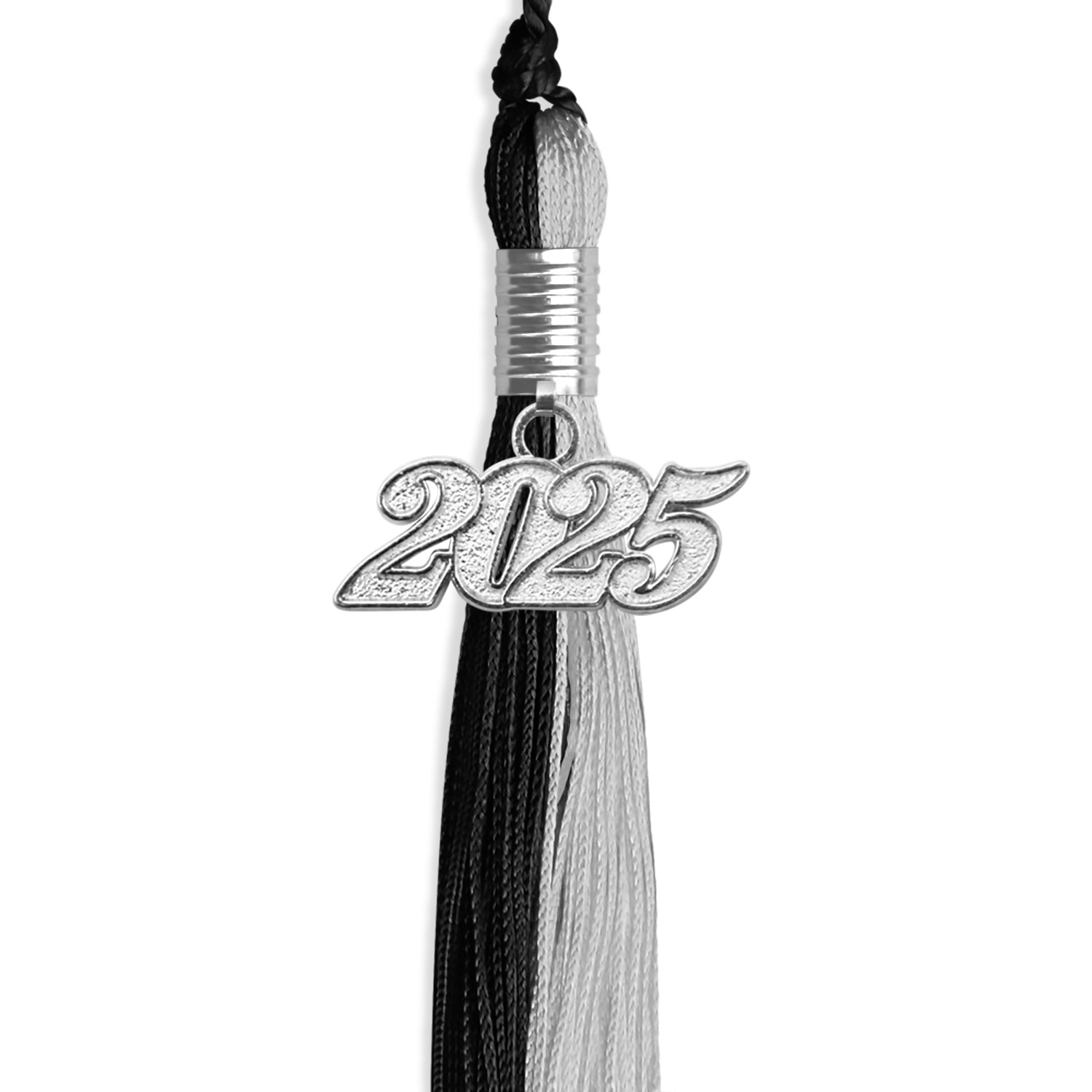 Black/Silver Graduation Tassel with Silver Date Drop - Endea Graduation