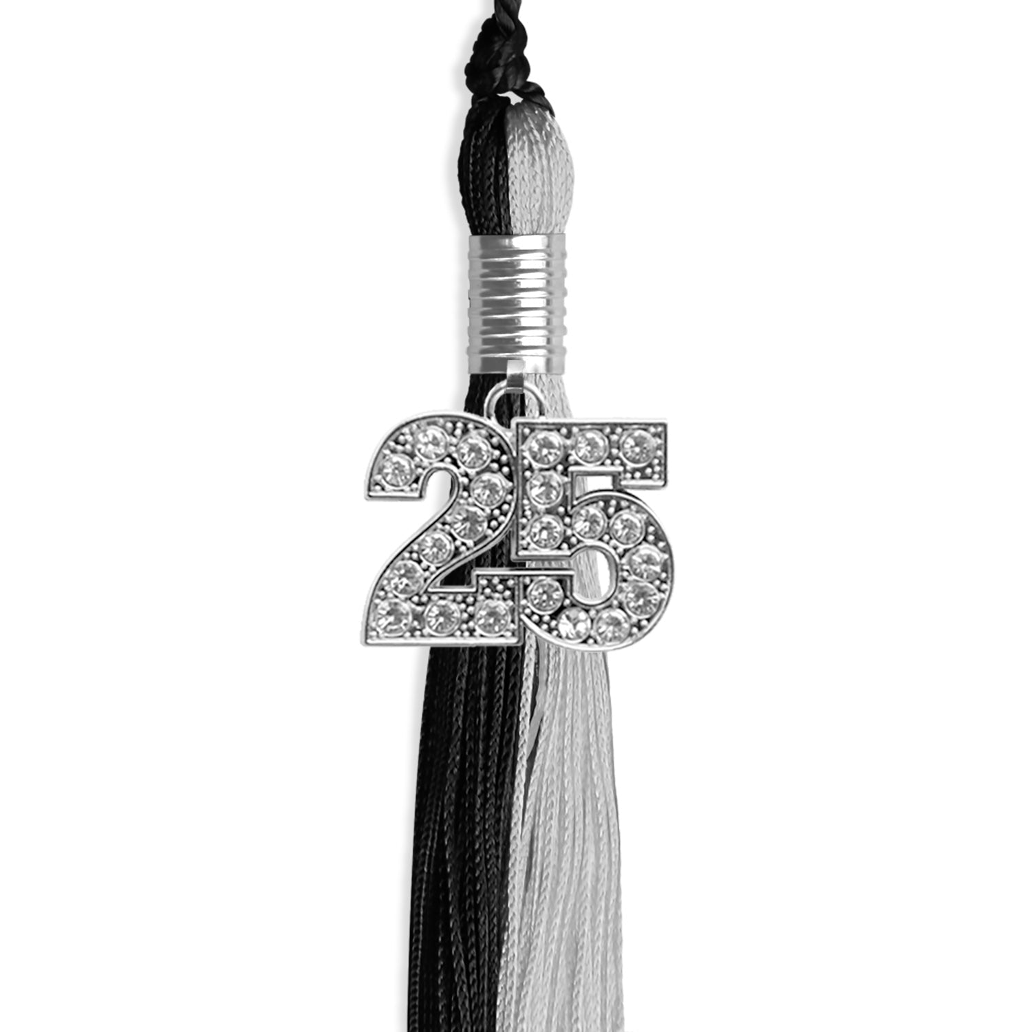 Black/Silver Graduation Tassel with Silver Date Drop - Endea Graduation