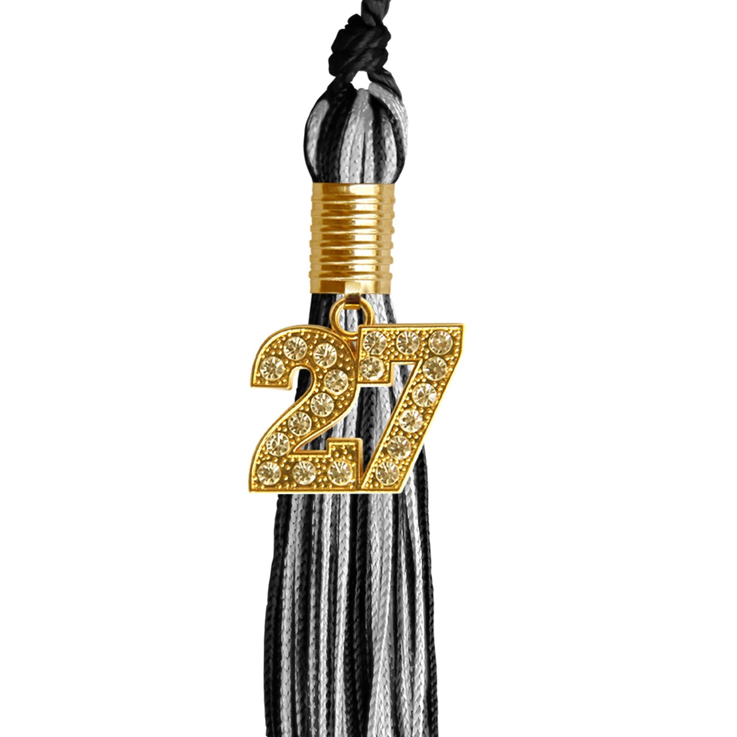 Black/Silver Green Mixed Color Graduation Tassel with Gold Date Drop - Endea Graduation