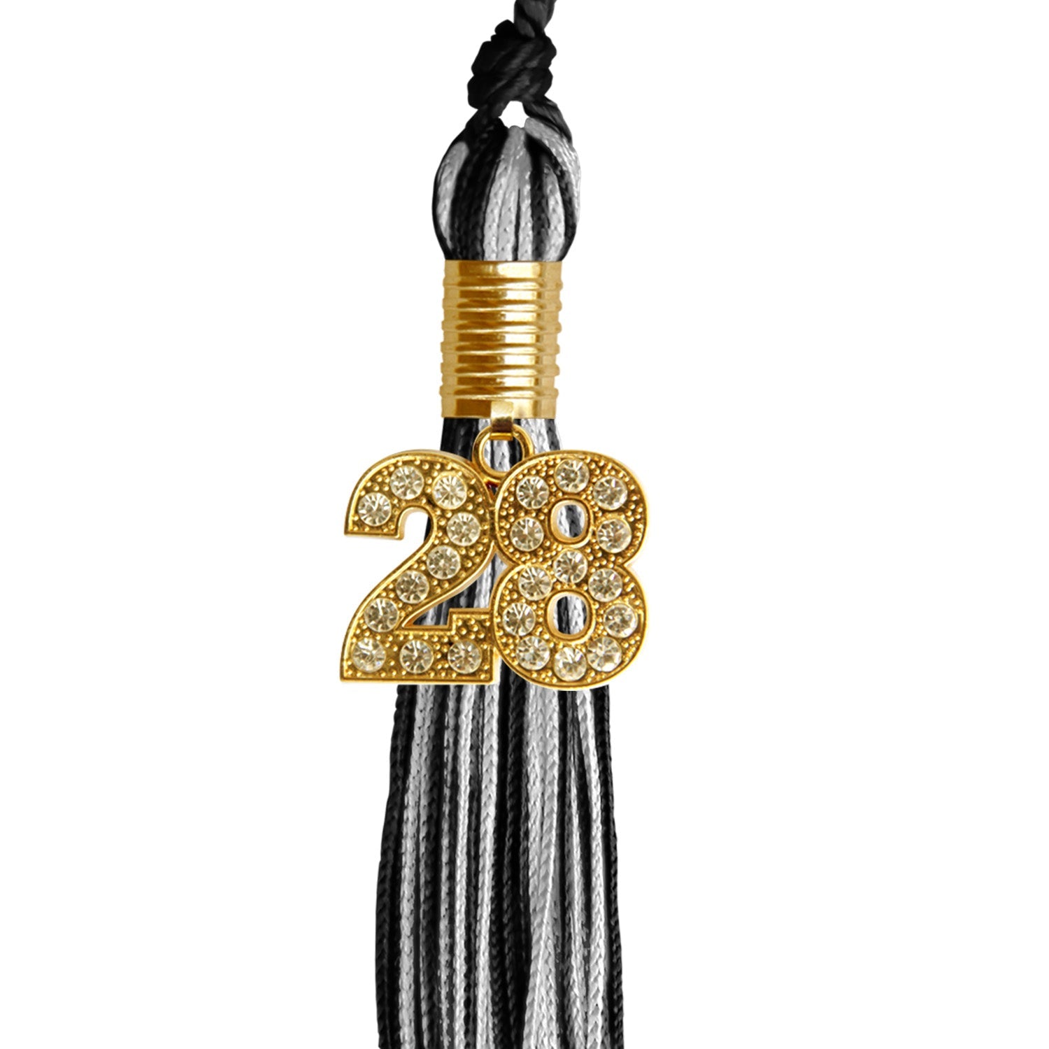 Black/Silver Green Mixed Color Graduation Tassel with Gold Date Drop - Endea Graduation