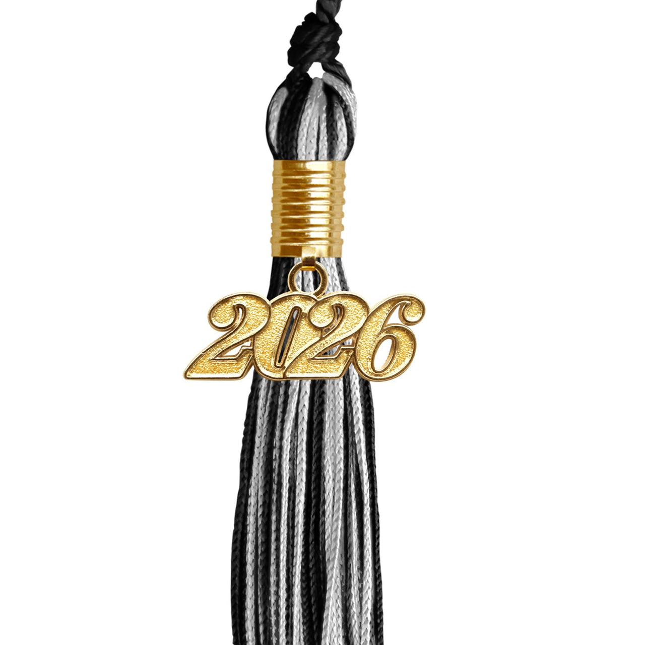 Black/Silver Green Mixed Color Graduation Tassel with Gold Date Drop - Endea Graduation