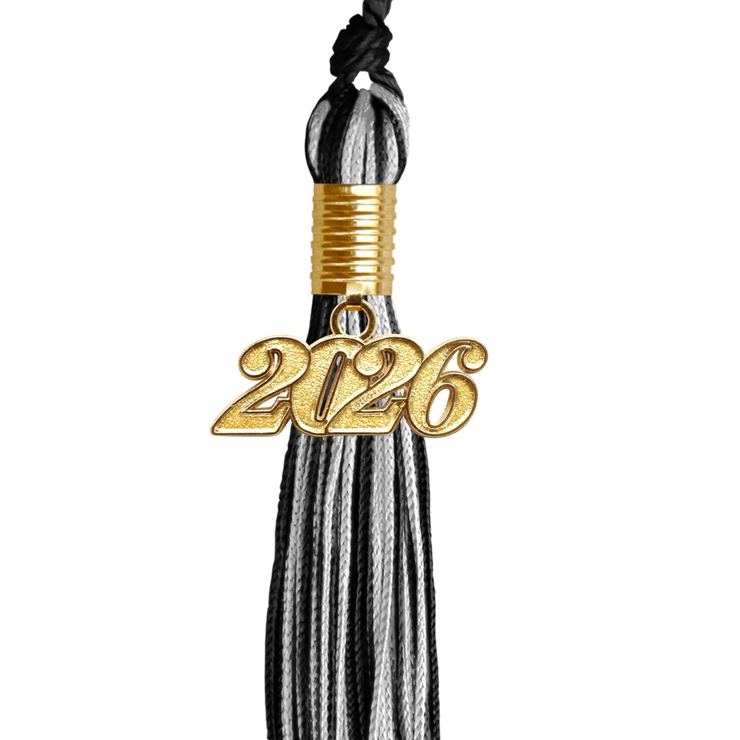 Black/Silver Green Mixed Color Graduation Tassel with Gold Date Drop - Endea Graduation