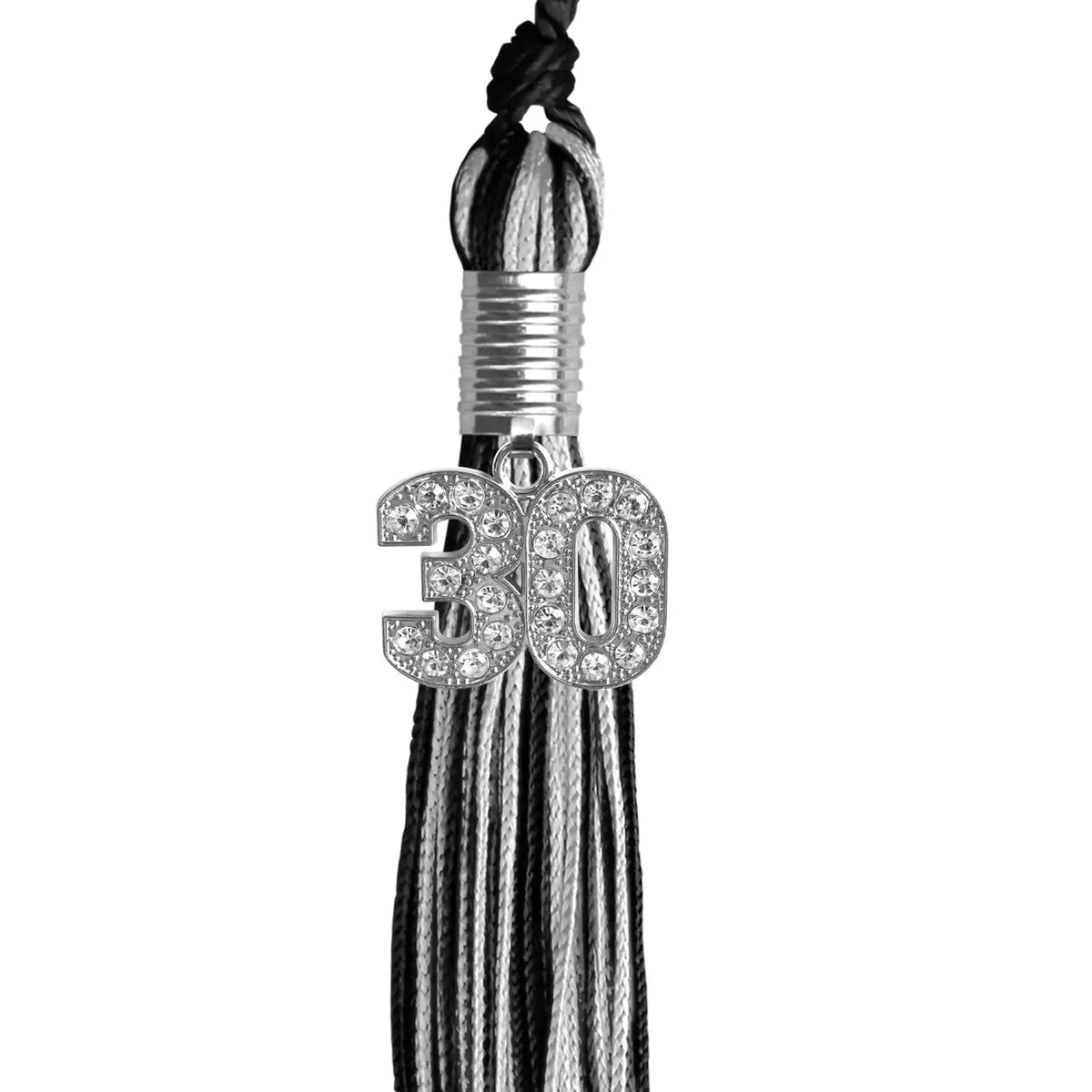 Black/Silver Mixed Color Graduation Tassel with Silver Bling Charm - Endea Graduation