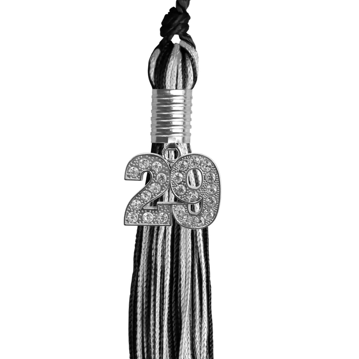 Black/Silver Mixed Color Graduation Tassel with Silver Bling Charm - Endea Graduation