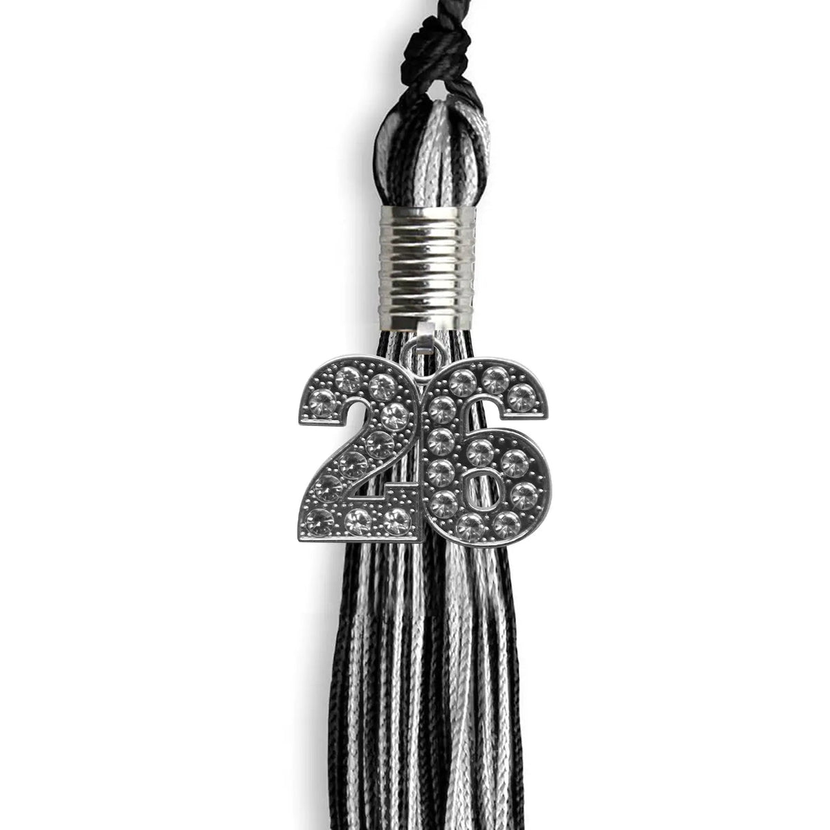 Black/Silver Mixed Color Graduation Tassel with Silver Bling Charm - Endea Graduation