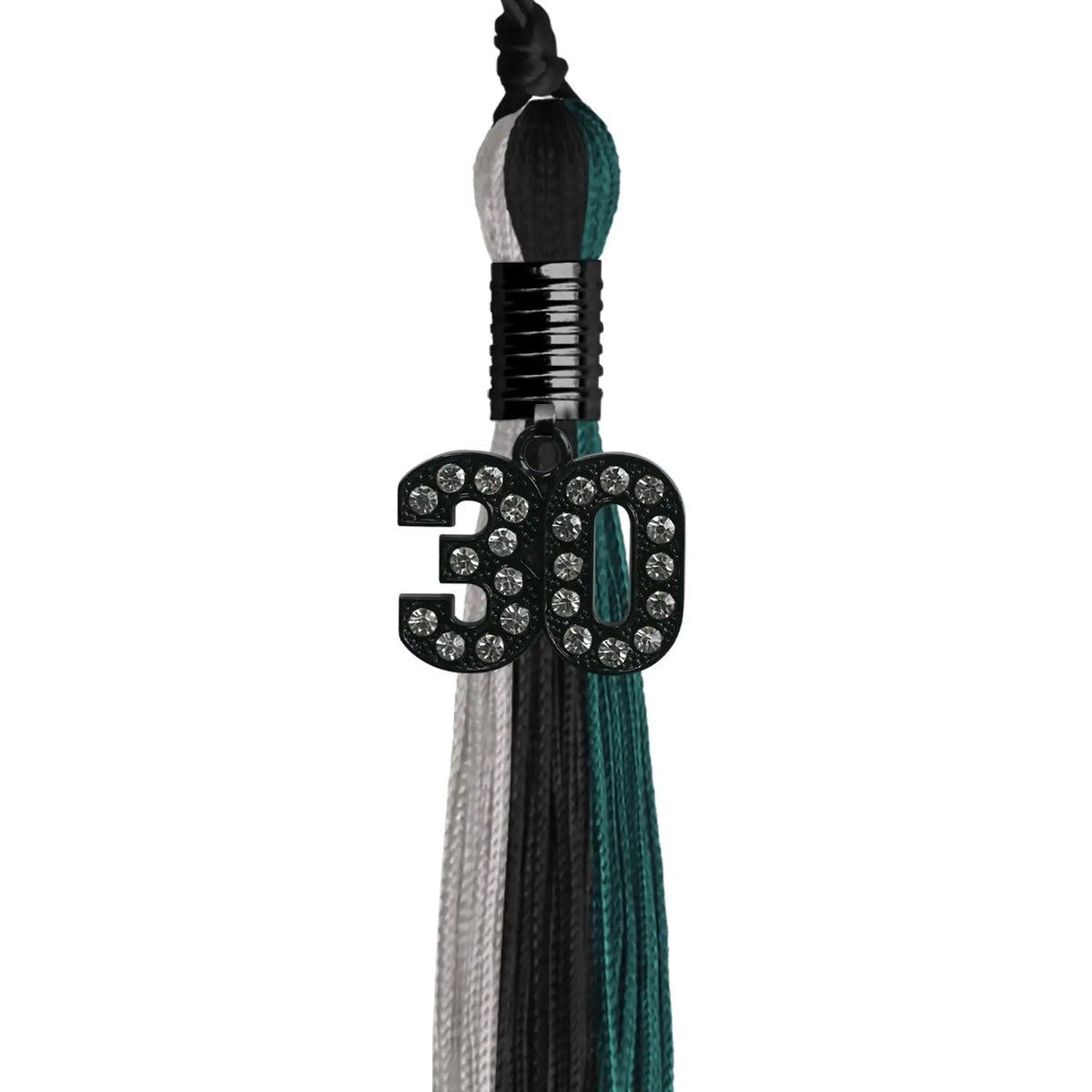 Black/Teal/Grey Graduation Tassel with Black Bling Charm - Endea Graduation