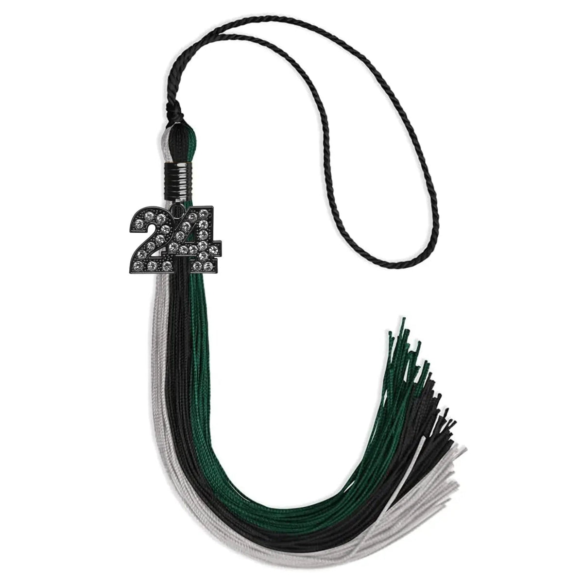 Black/Teal/Grey Graduation Tassel with Black Bling Charm - Endea Graduation