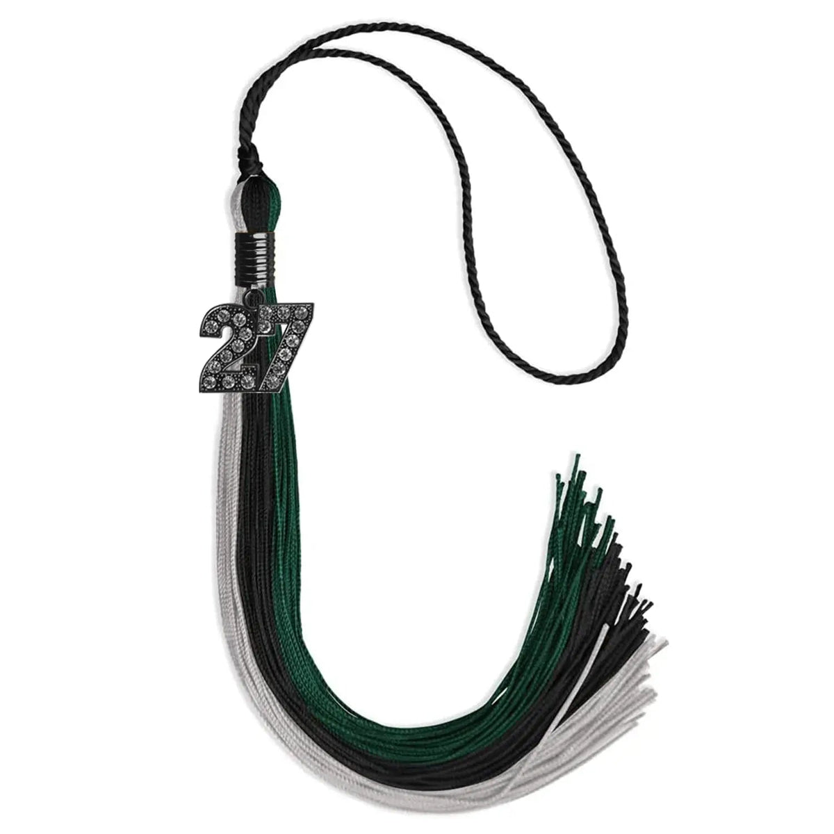 Black/Teal/Grey Graduation Tassel with Black Bling Charm - Endea Graduation