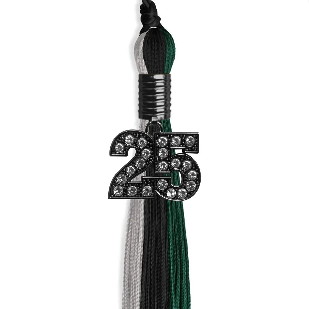 Black/Teal/Grey Graduation Tassel with Black Bling Charm - Endea Graduation