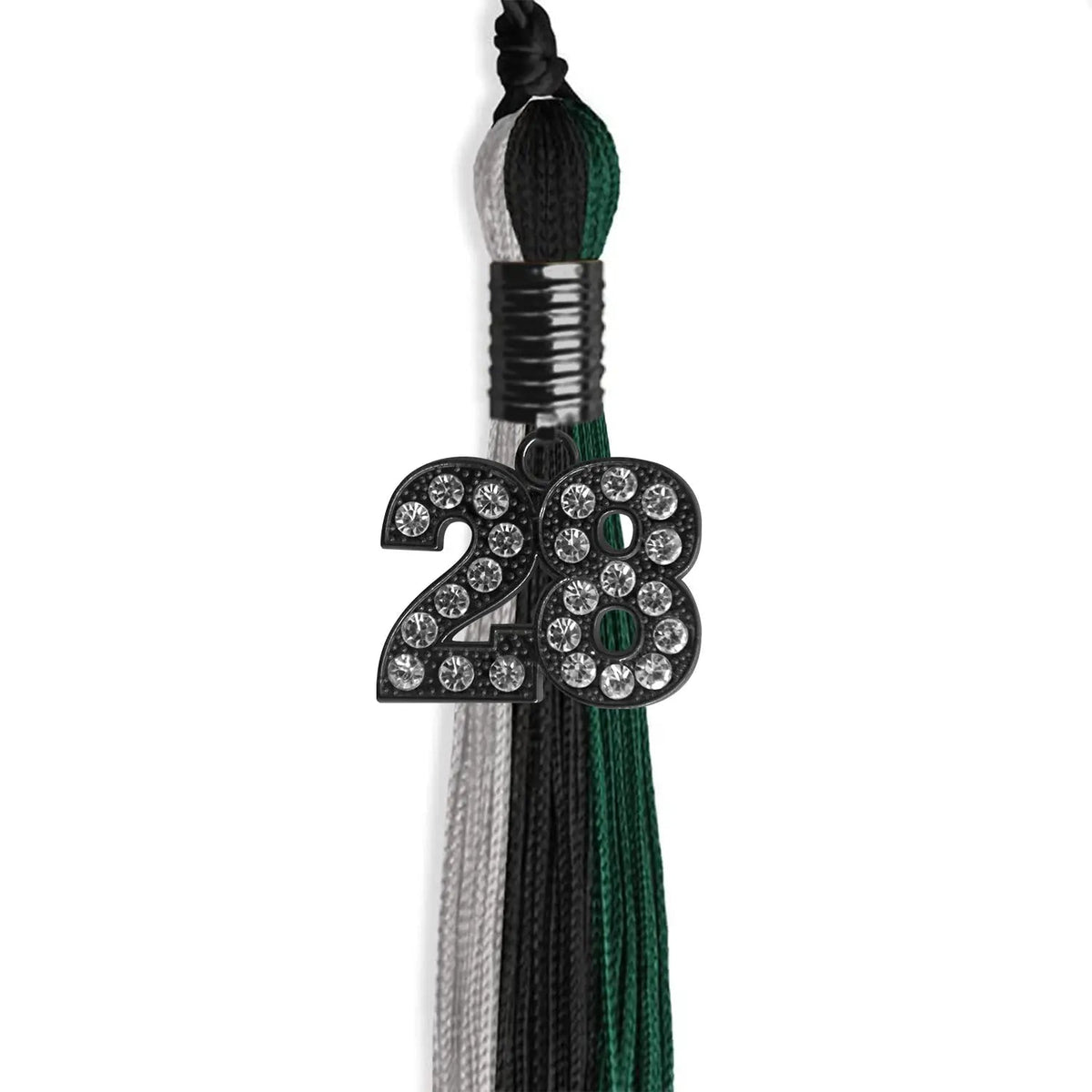 Black/Teal/Grey Graduation Tassel with Black Bling Charm - Endea Graduation