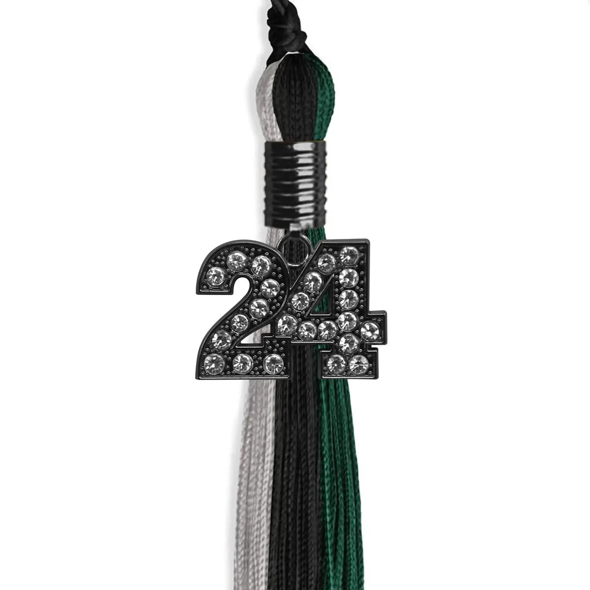 Black/Teal/Grey Graduation Tassel with Black Bling Charm - Endea Graduation