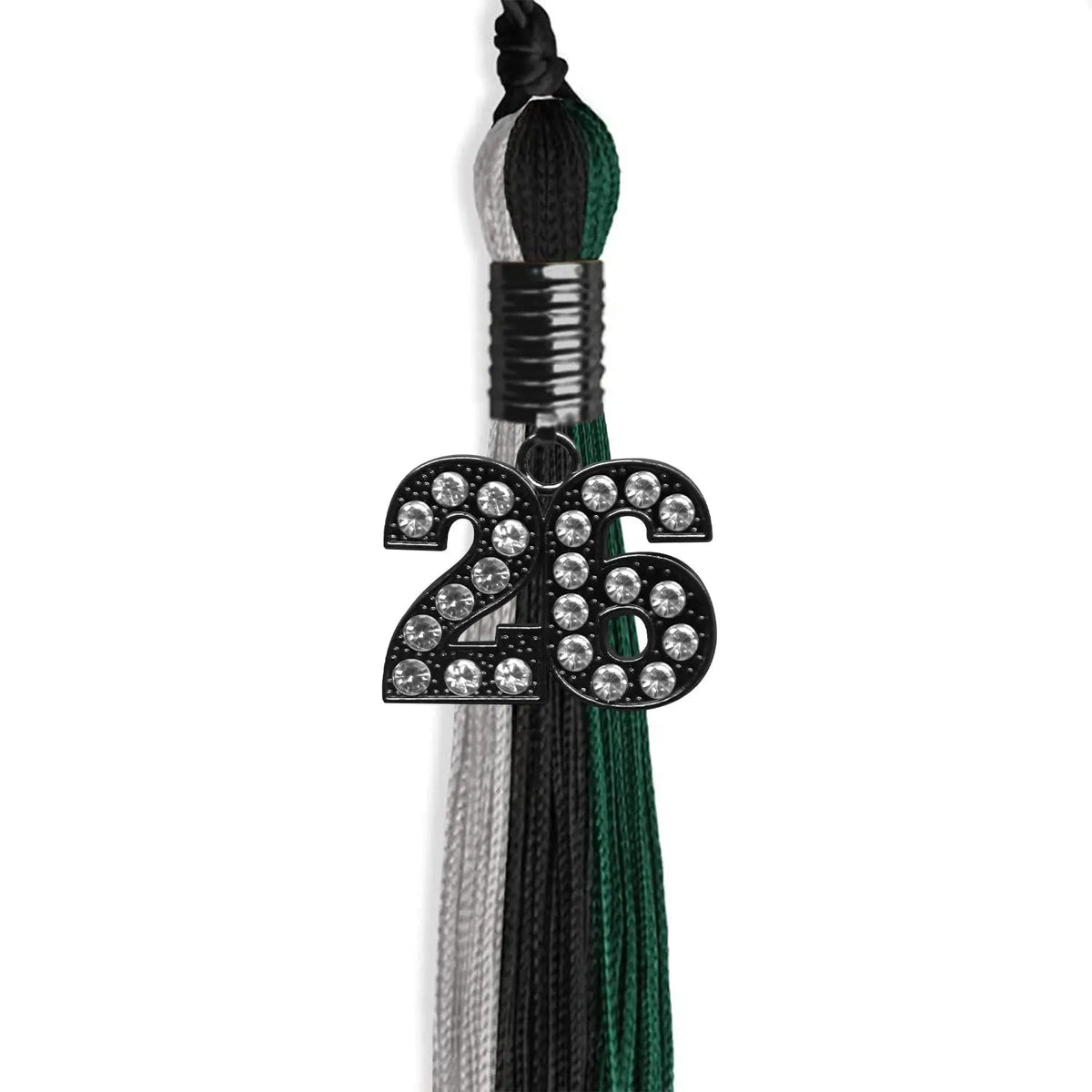 Black/Teal/Grey Graduation Tassel with Black Bling Charm - Endea Graduation