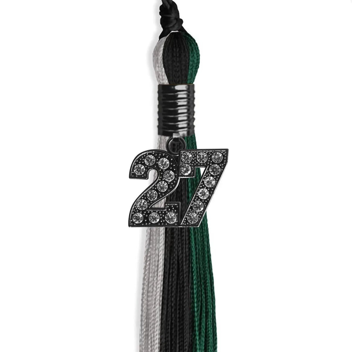 Black/Teal/Grey Graduation Tassel with Black Bling Charm - Endea Graduation