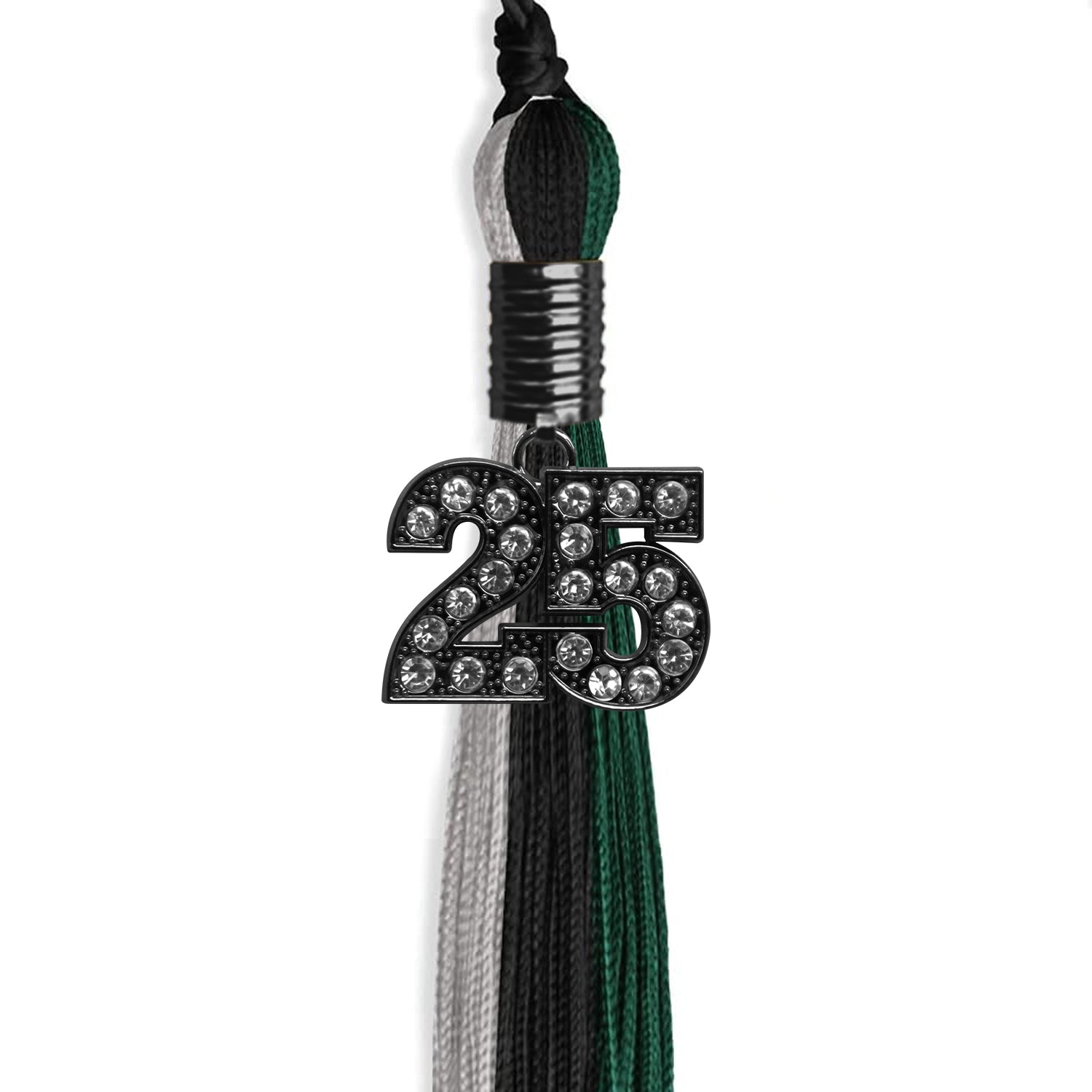 Black/Teal/Grey Graduation Tassel with Black Date Drop - Endea Graduation