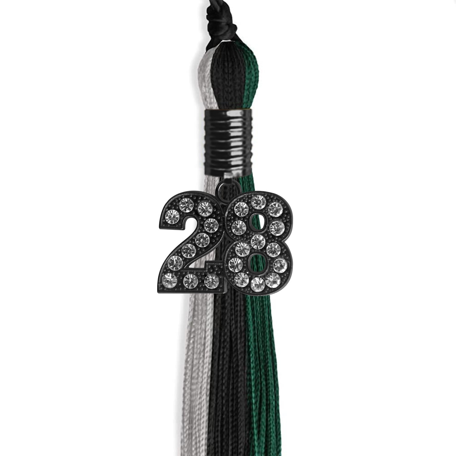 Black/Teal/Grey Graduation Tassel with Black Date Drop - Endea Graduation