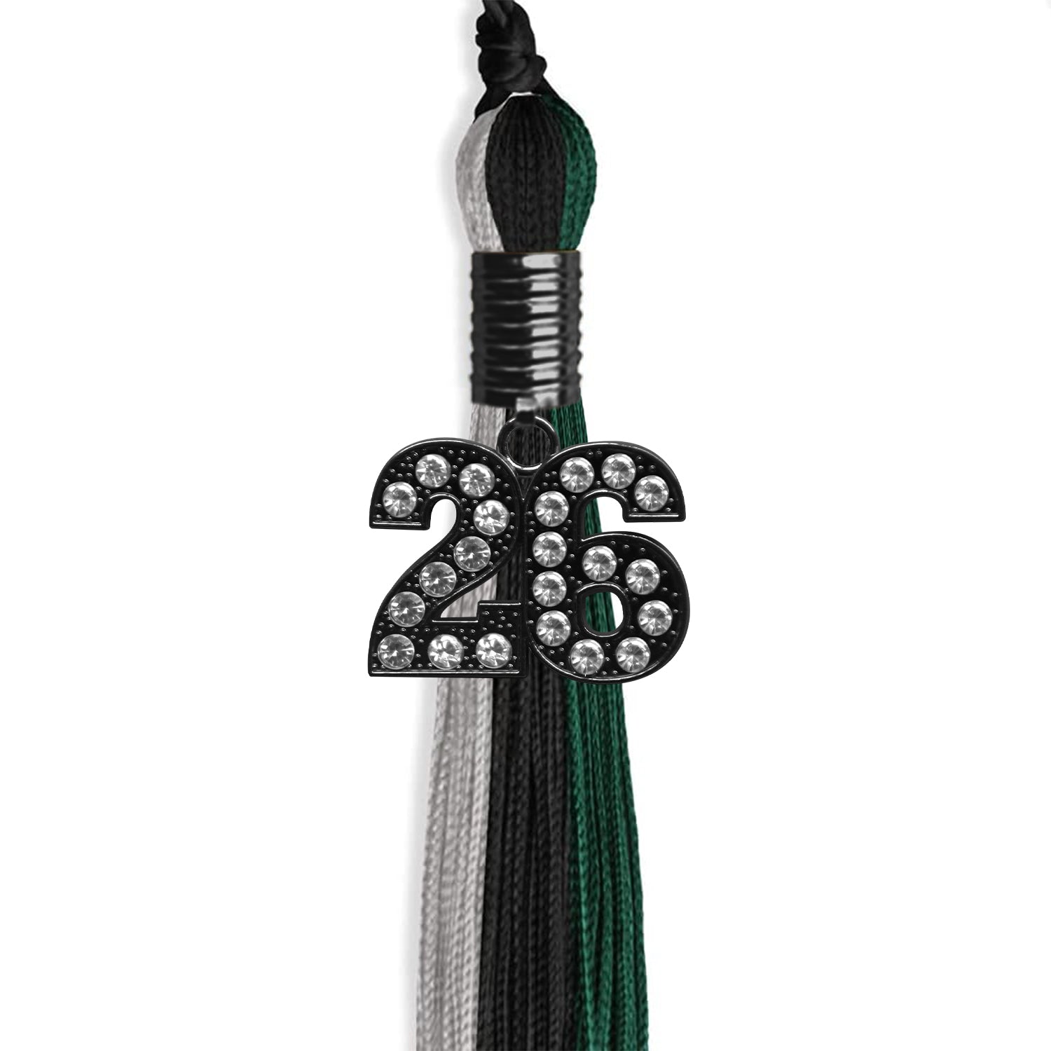 Black/Teal/Grey Graduation Tassel with Black Date Drop - Endea Graduation