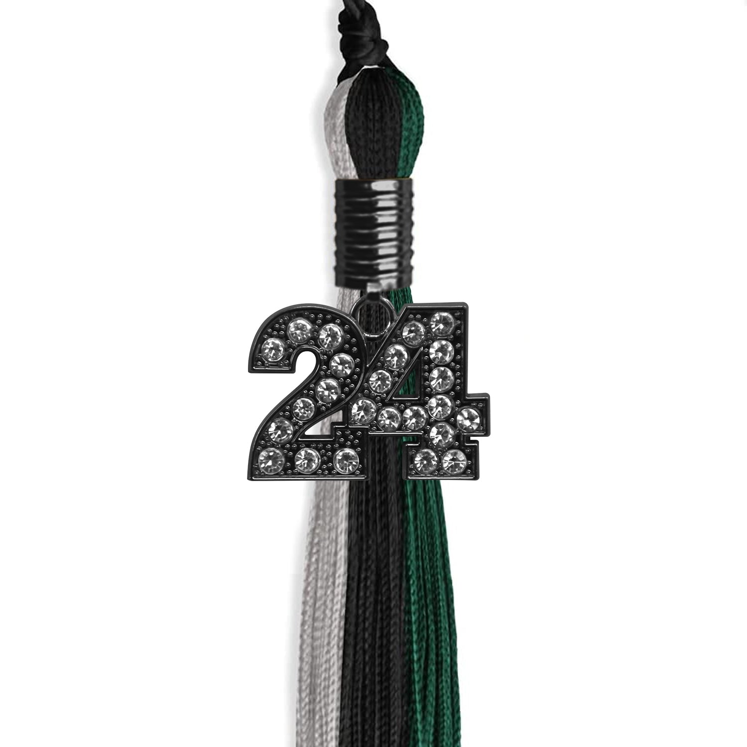 Black/Teal/Grey Graduation Tassel with Black Date Drop - Endea Graduation