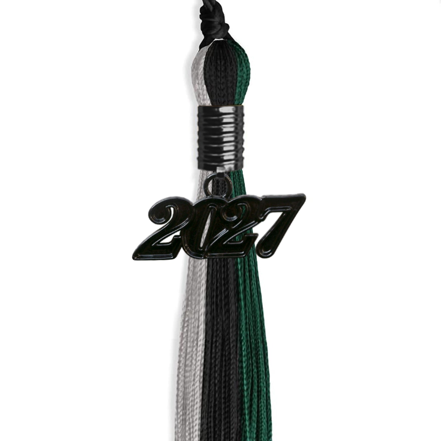 Black/Teal/Grey Graduation Tassel with Black Date Drop - Endea Graduation