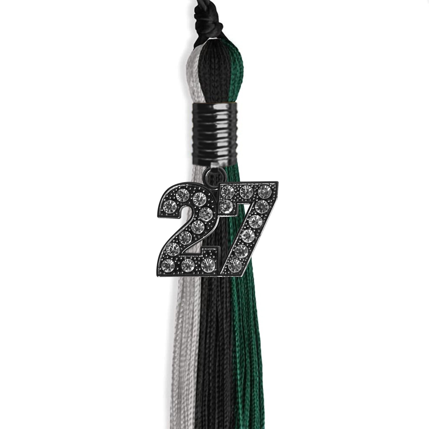 Black/Teal/Grey Graduation Tassel with Black Date Drop - Endea Graduation