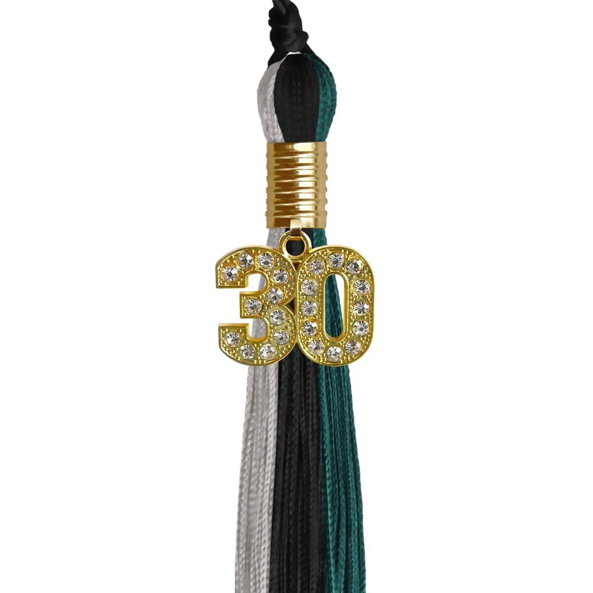 Black/Teal/Grey Graduation Tassel with Gold Bling Charm - Endea Graduation