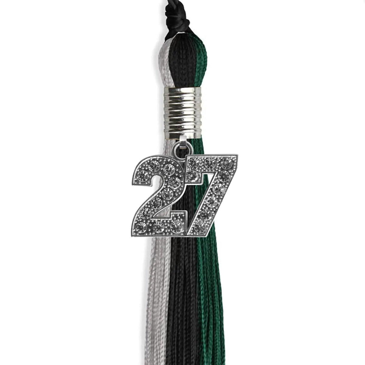 Black/Teal/Grey Graduation Tassel with Silver Bling Charm - Endea Graduation