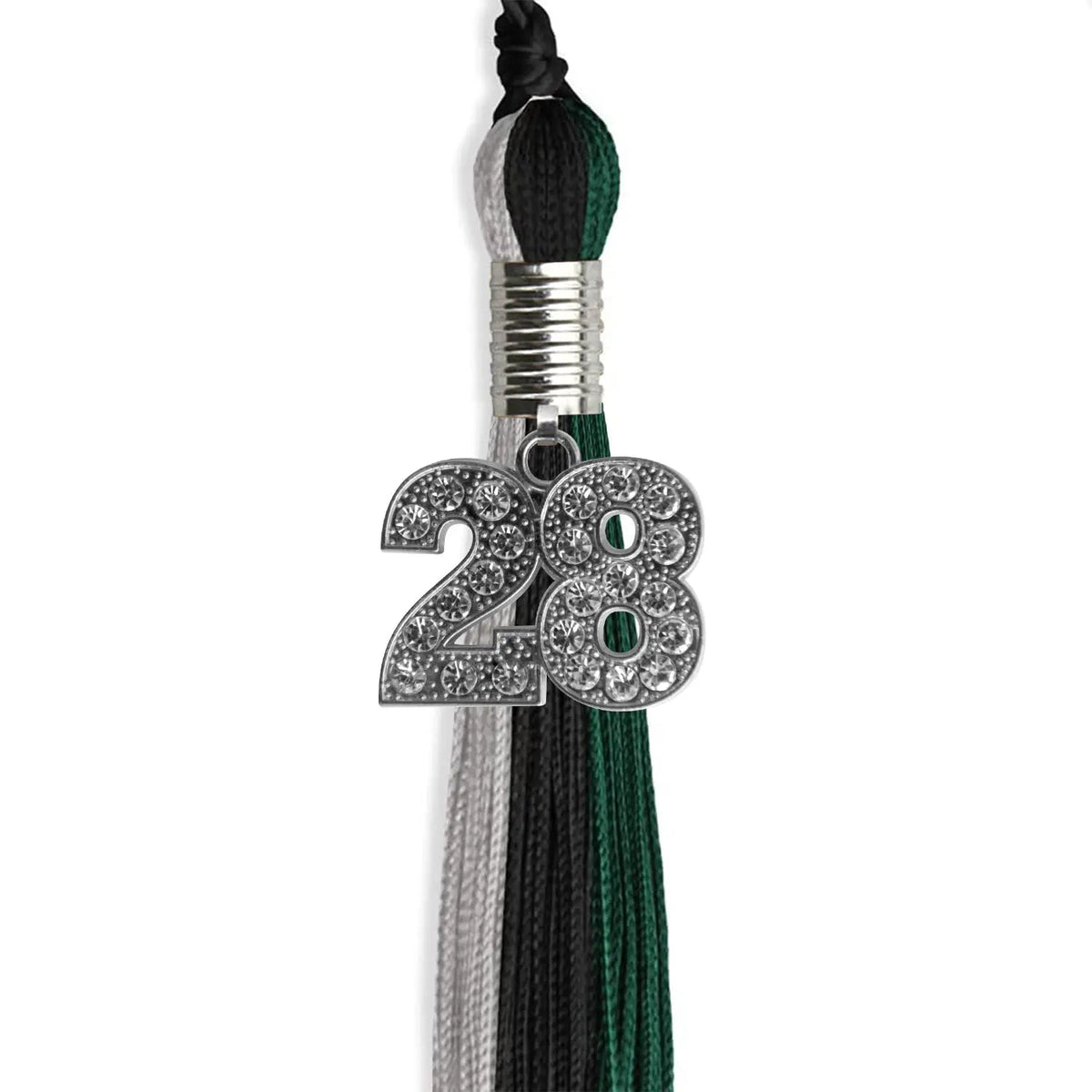 Black/Teal/Grey Graduation Tassel with Silver Bling Charm - Endea Graduation