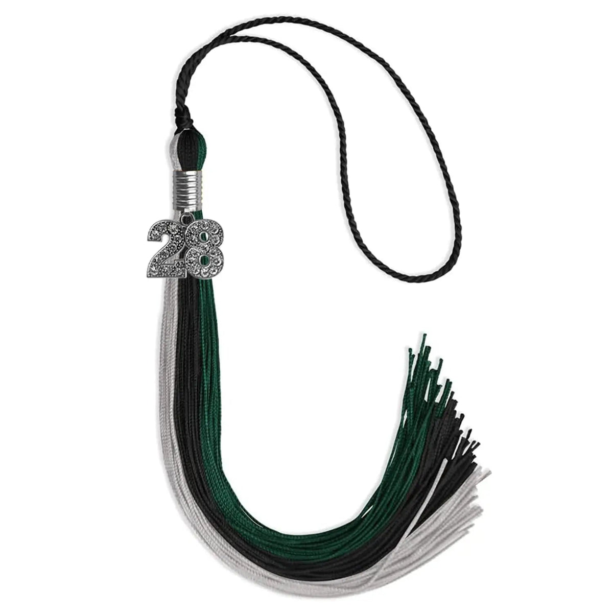 Black/Teal/Grey Graduation Tassel with Silver Bling Charm - Endea Graduation