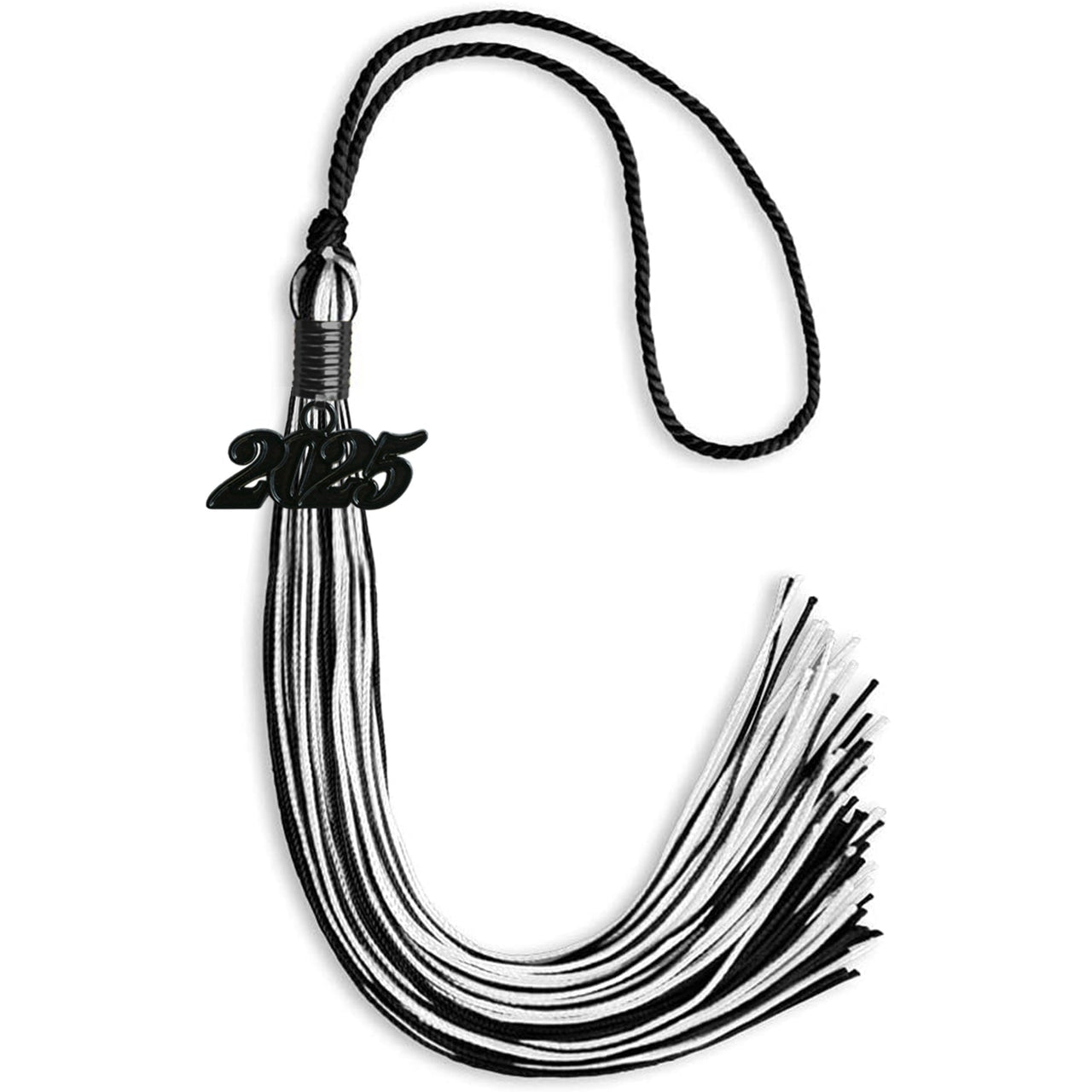 Black/White Mixed Color Graduation Tassel with Black Date Drop - Endea Graduation