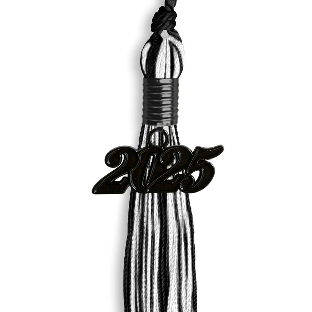 Black/White Mixed Color Graduation Tassel with Black Date Drop - Endea Graduation