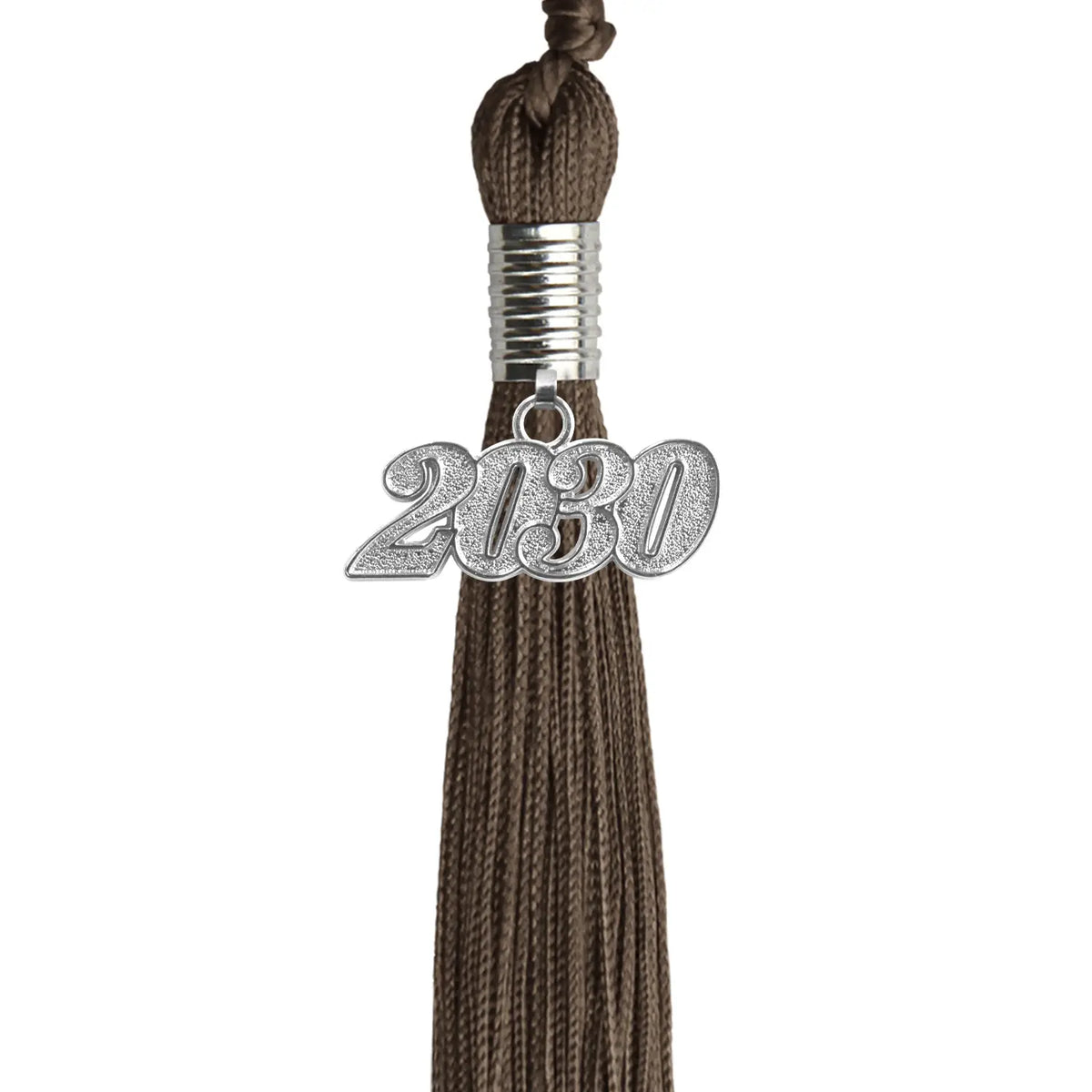Brown Graduation Tassel with Silver Date Drop by Endea Graduation