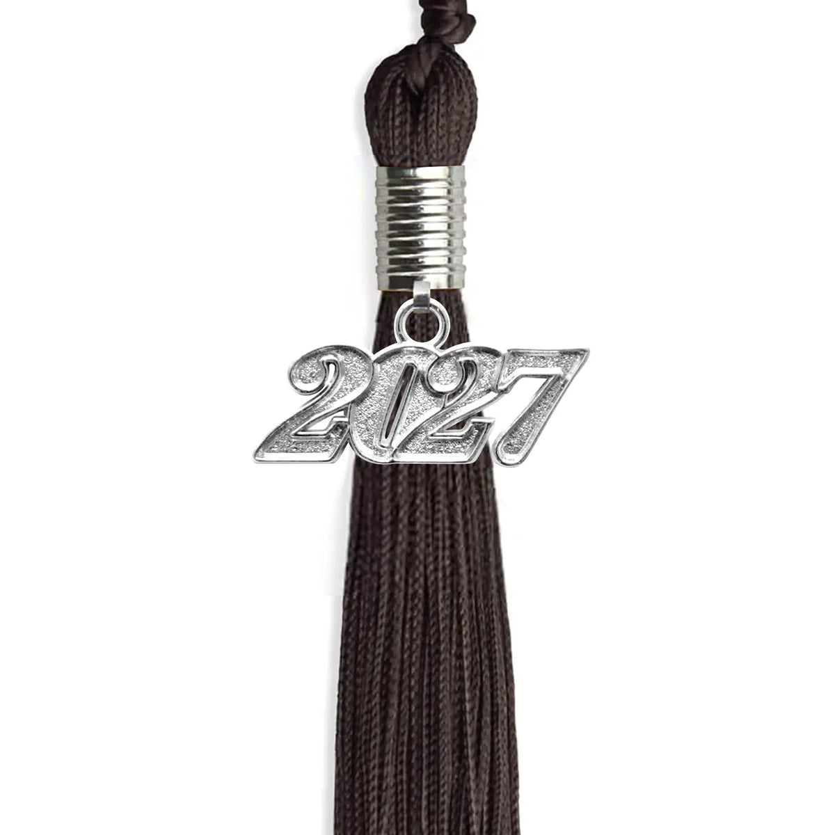Brown Graduation Tassel with Silver Date Drop by Endea Graduation