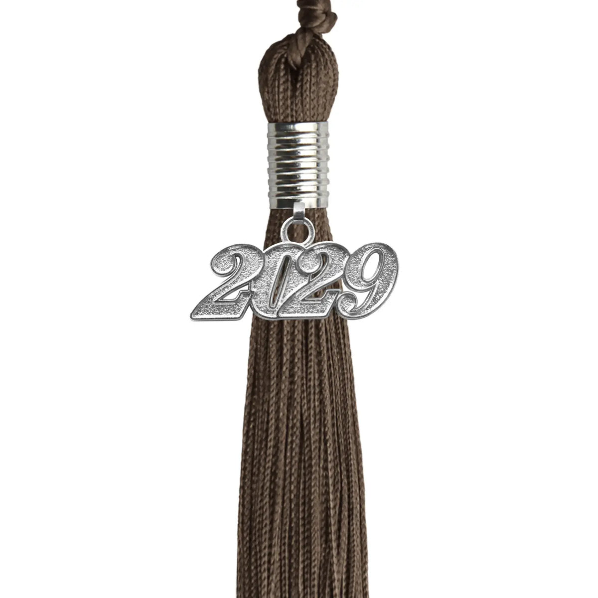 Brown Graduation Tassel with Silver Date Drop by Endea Graduation