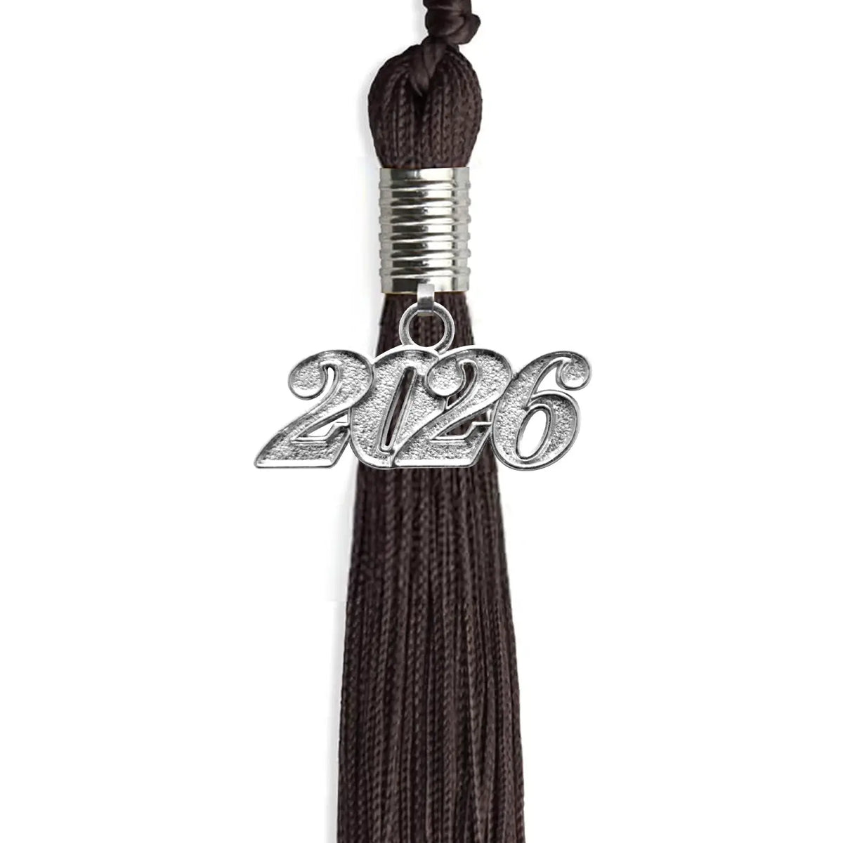 Brown Graduation Tassel with Silver Date Drop by Endea Graduation
